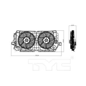 TYC Dual Radiator and Condenser Fan Assembly TYC-624240